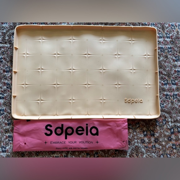 Sdpeia Under Sink Mat for  12”x18.5” Cabinet, Upgraded Silicone Beige Color 😀 - Picture 2 of 4